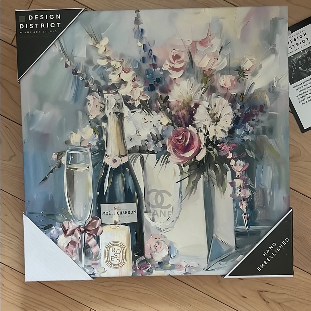 District Floral Wall Art with Champagne Motif